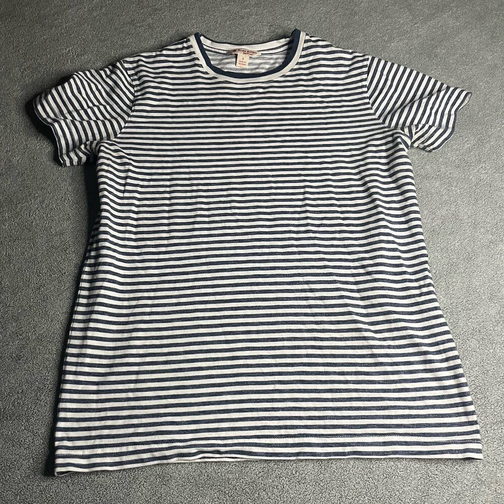 Brooks Brothers Red Fleece Striped Short Sleeve Crewneck T-Shirt S Navy White